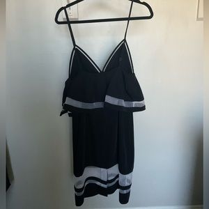 NBD Naven Black Ruffle Dress Sheer Stripe Cutout, size 6, NWOT